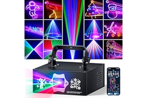 KeoBin APP DJ Laser Lights Professional - 200+ 3D RGB Animation Laser Light Show, Hand Drawing, Custom Patterns, Sound Actived & DMX Sync for Party, Stage, Club