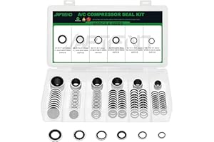 Japtend 160PCS Air Conditioning System Compressor Seal Washers Assortment Kit, 6 Sizes Automotive A/C Compressor Port Bonded Seal Gasket Kit (Black)