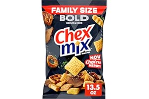 Chex Mix Bold Garlic and Herb Snack Mix, Family Size, Snacks, 13.5 oz