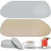 12 Sets Faux Leather Coasters for Drinks, Handmade Dual Sided Drink Coasters for Tabletop Protection, Non-Slip Washable Coasters for Tea Cup Living Room Office Desk Decoration(Grey and Brown)