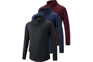 3 Pack Boys Athletic Quarter Zip Pullover Shirts, Lightweight Active Long Sleeve Jacket Tops with Thumb Holes for Youth Kids