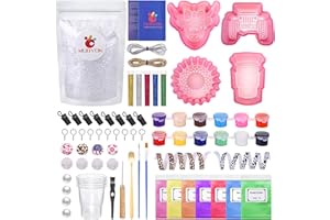 MUBYOK M140 85PCS Car Freshie Supplies Starter kit with Unscented Aroma Beads,Silicone Molds,Acrylic Paint,Mica Powder,Glitter and Accessories (Make 8 Freshies)
