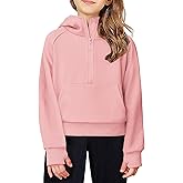 Arshiner Girls Half Zip Sweatshirt Fleece Hooded Pullover for Teen Long Sleeve Tops Fall Winter Clothes Thumb Hole