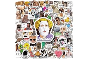 Funny Meme Cat Stickers Pack, 100Pcs Holographic Funny Cat Stickers, Waterproof Vinyl Decals for Laptops, Water Bottles, Teen