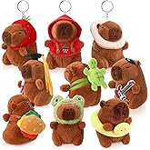 Guiqulai 9 Piece Capybara Plush Keychain Set, Cute Animal Keychains Outfits for Backpack Gifts