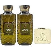 Bath & Body Works Free As A Flower 3 Body Washes with a Creamy Rose Bar Soap - Full Size