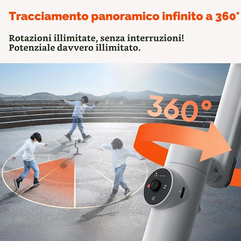 Flow Pro - Stabilizzatore per smartphone con IA, supporto Apple DockKit, Tracciamento Panoramico Infinito 360º, Stabilizzazione a 3 assi, Treppiede + Selfie Stick integrati, Tracciamento IA