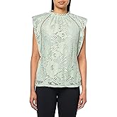 Anne Klein Women's Blssm Lace Sl Ruffle Nk Top W Ladder Lac