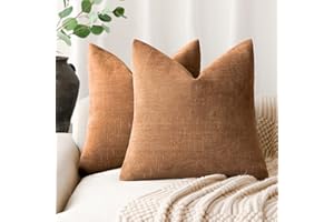 Foindtower Pack of 2 Soft Textured Throw Decorative Pillow Covers Square Accent Solid Cushion Cover Cozy Farmhouse Pillow Case with Zippe for Couch Sofa Bed Living Room 20x20 Inch, Bronze