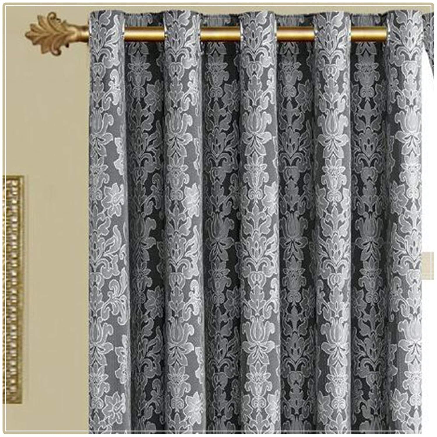 Luxurious Diana Heavy Jacquard Fully Lined Ring Top Curtains 90x90