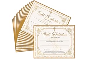 RYSMH Baby Dedication Certificates, 25 Pcs Baptism Certificates for Church, Gold Foil Christening Recognition Gifts for Boys Girls, Baby Shower Baptism Party Supplies Decorations, 15