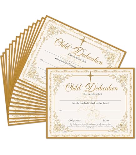 thumbnail image 2 of Baby Dedication Certificates 25 Pcs Gold Foil Greenery - 8x10 Inch Christening Keepsake For Church & Family Gold Foil Greenery Christening Certificates 2 of 12