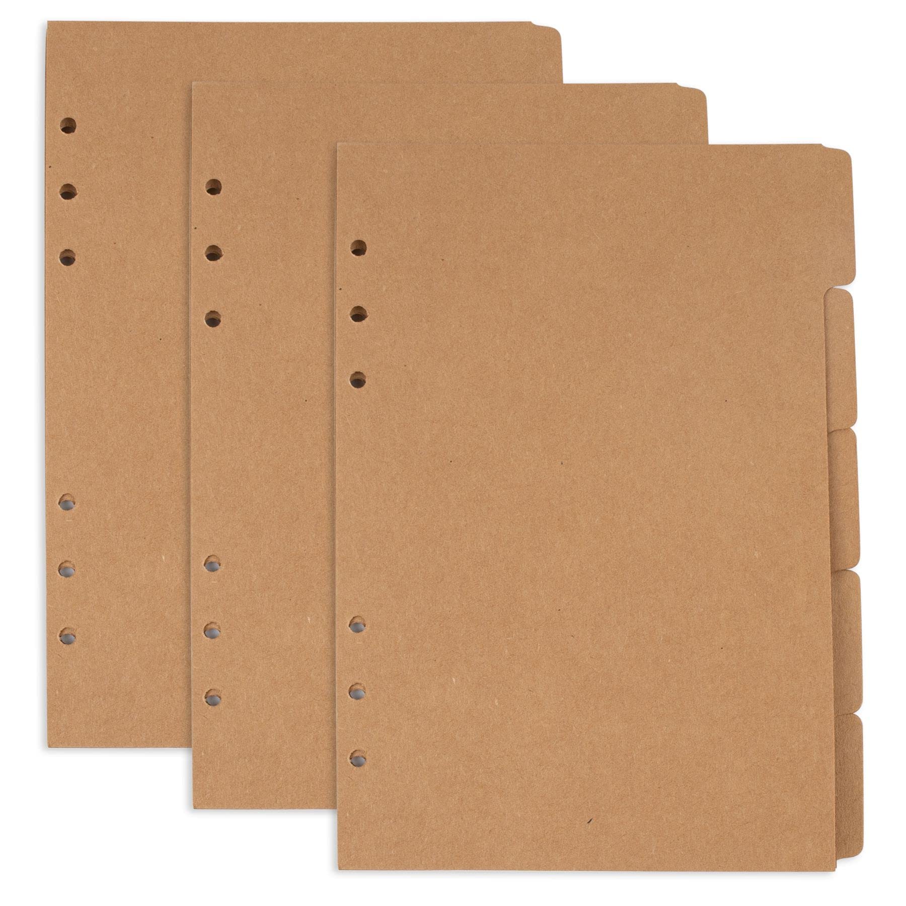 Photo 1 of 2 item bundle
AUEAR, 3 Sets A5 Kraft Paper Divider 6 Holes Ring Index Page Tab Cards for Travel Diary Binder Notebooks Journal Plan & scissors