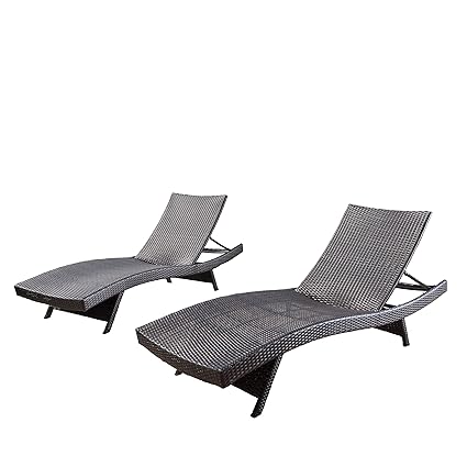 Christopher Knight Home 294919 Lakeport Outdoor Adjustable Chaise Lounge Chair Set Of 2