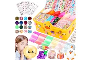 LOKUC Duck Theme Nano Tape Bubble Kit for Kids, 19.7Ft NanoTape with Box, Nano Tape Squishy Maker kit with Glitter, Clay, Beads, Stickers and Tutorials, GIFTS for Boys Girls aged 4, 5, 6, 7, 8, 9 Years Old