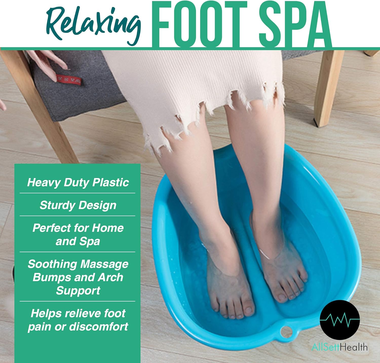 Foot Soaking Bath Basin – Large Size for Soaking Feet | Pedicure and Massager Tub for at Home Spa Treatment | Callus, Fungus, Dead Skin Remover, Blue: Health & Personal Care