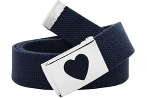 Build A Belt Girl's 1.25" Wide Heart Silver Flip Top Belt Buckle with Canvas Web Belt