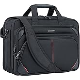 KROSER Laptop Bag 17.3 Inch Premium Laptop Briefcase, Expandable Water Repellent Laptop Shoulder Messenger Bag Durable Computer Case for Business/Travel/Men/Women (Black/Red)