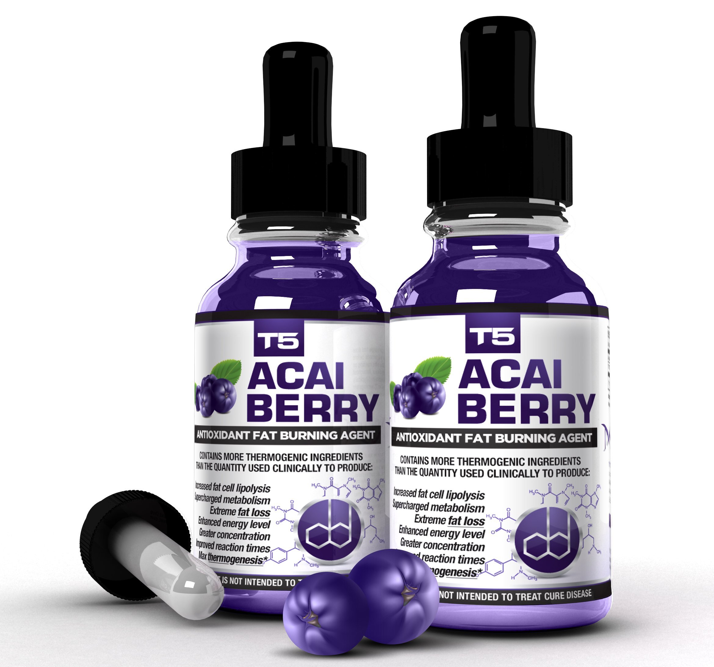 x2 Super Strength Acai Berry Serum: Powerful T5 & Acai Berry Blend: Advanced Diet Pill Alternative (2 Month Supply)