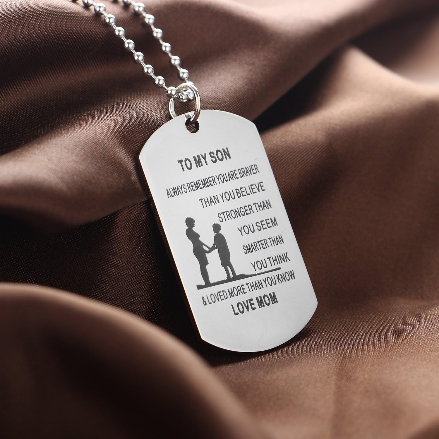 Always Remember You Are Braver Than You Believe Mom To Son Necklace Gift From Mother: Clothing
