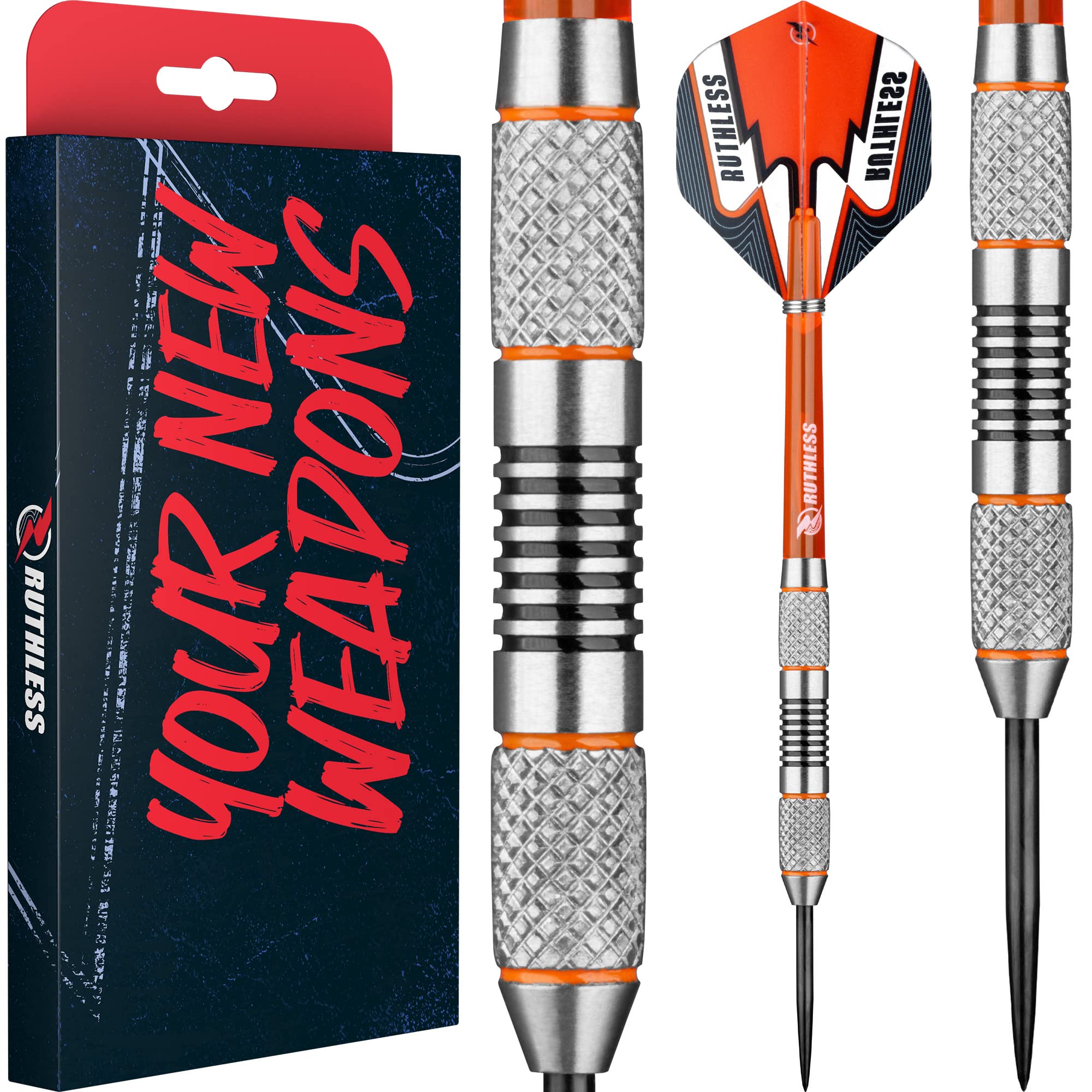RUTHLESS Tigers Darts | 90% Tungsten Steel Tip Tungsten | Ring & Knurl 24g