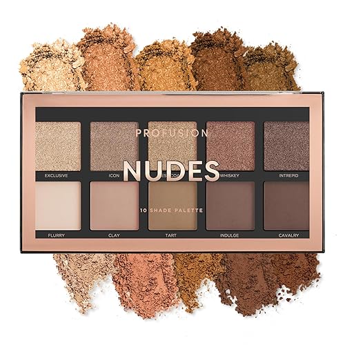 Profusion Cosmetics 10 Shade Eyeshadow Palette - High Pigmented Multi-Finish Colors, Vegan & Cruelty-Free, Create Stunning Looks On-the-Go - Travel-Friendly & Versatile Makeup, Nudes