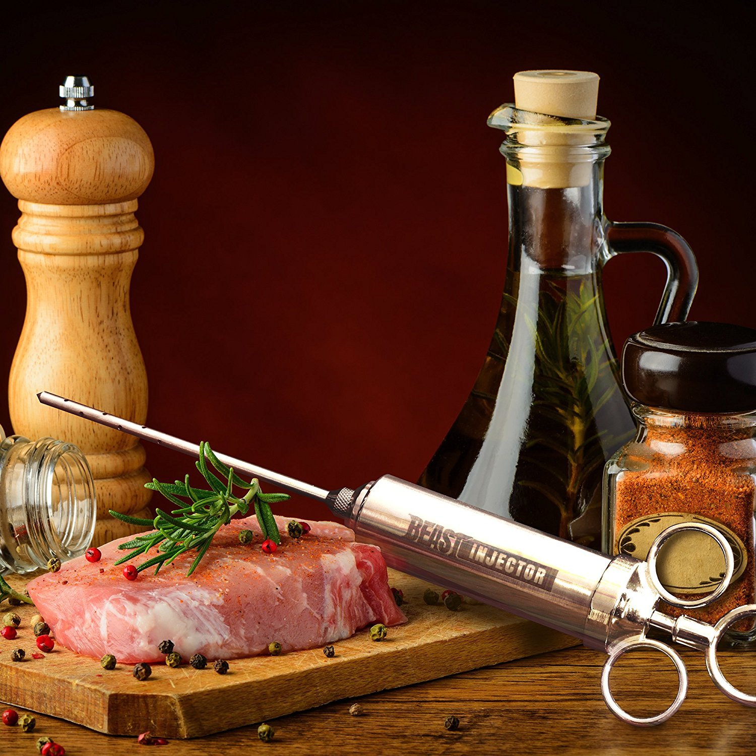 Grill Beast 304 Stainless Steel Meat Injector Kit with 2oz Large