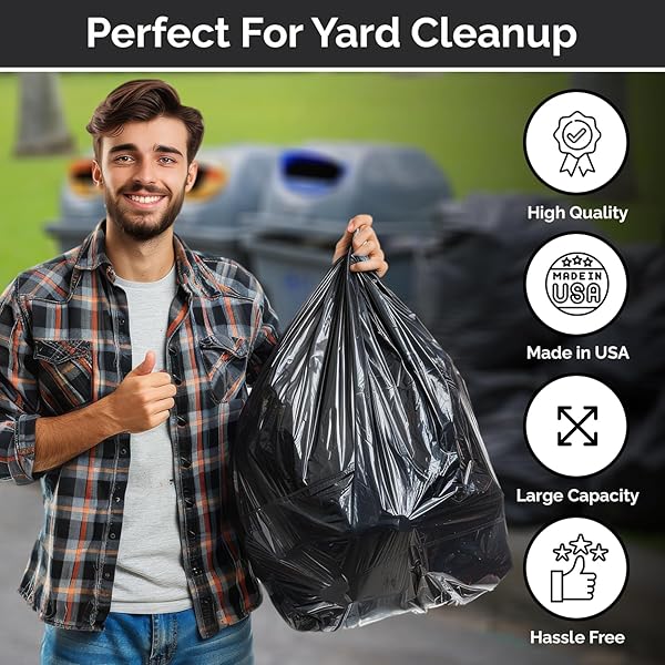 MAXIMITE BLACK GARBAGE BAGS, MULTI-PURPOSE TRASH CAN BAGS, GREAT FOR BOTH INDOOR AND OUTDOOR USE, MADE IN USA (55 GALLONS)