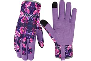 MERTURN Leather Gardening Gloves for Women Thorn Proof Garden Gloves Touch Screen Working Gloves Gifts,L