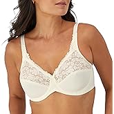 Bali Womens Lilyette Minimizer Underwire Bra with Lace Trim, Microfiber Full Coverage Bra