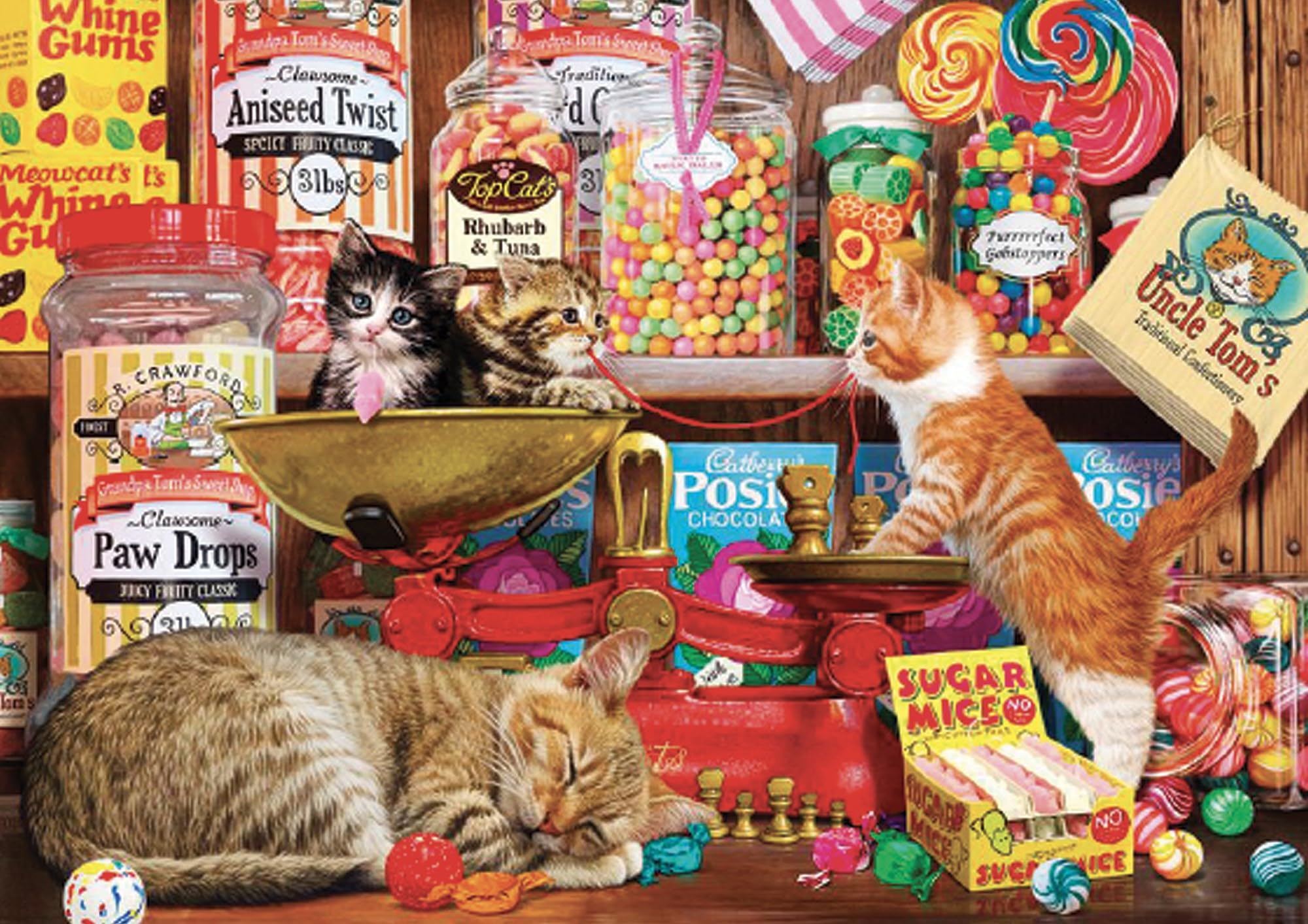 Trefl 1000 Elements, Sweet Kittens, Cat Lovers, Tea, Creative Entertainment, Gift, Fun, Classic Puzzle, Colour Treats, Katzensüßigkeiten, 10630
