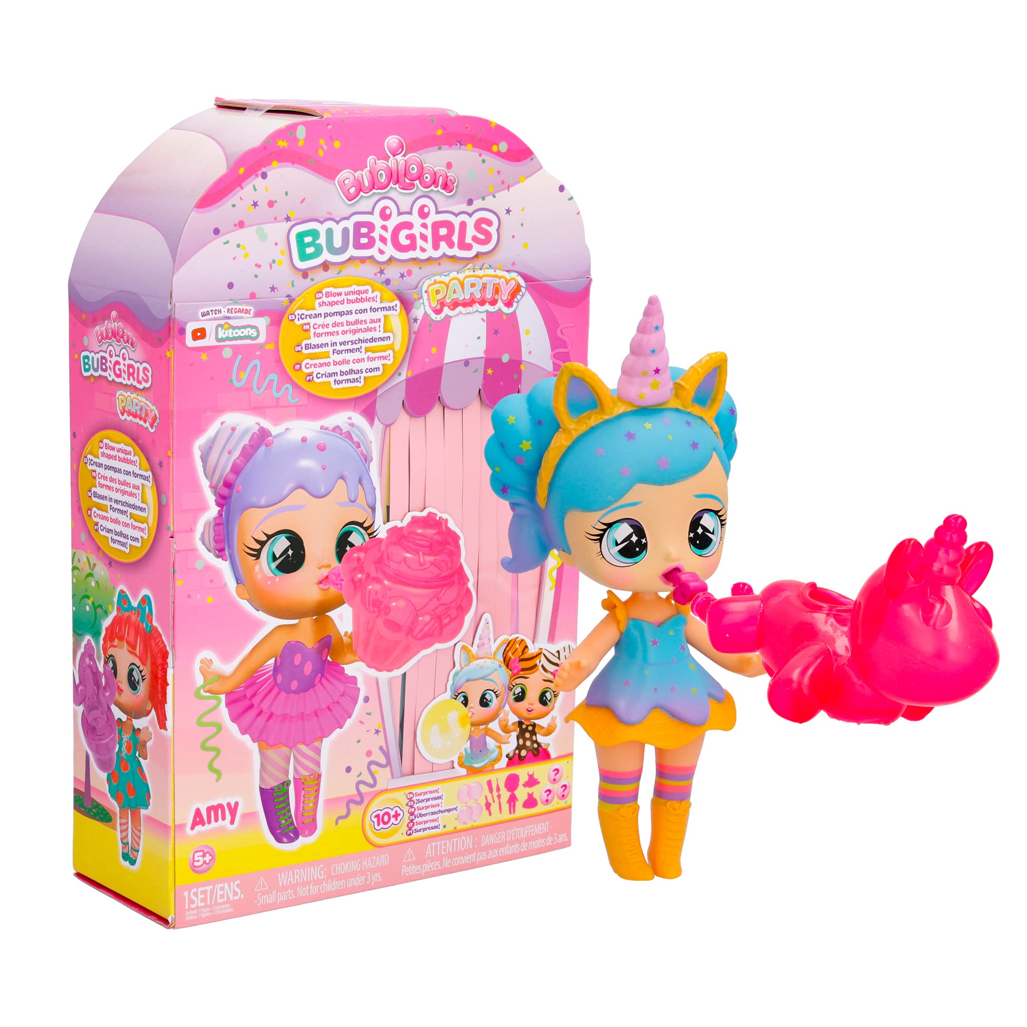 IMC Toys BUBIGIRLS Quinn | Collectible surprise doll to Dress Up that inflates Balloons with 12 Accessories - Gift toy for kids +5 Years