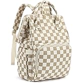 Dezcrab Laptop Backpack for Women, Corduroy College School Backpack Bookbag 15.6 inch Business Computer Travel Backpack (Checkered Brown)