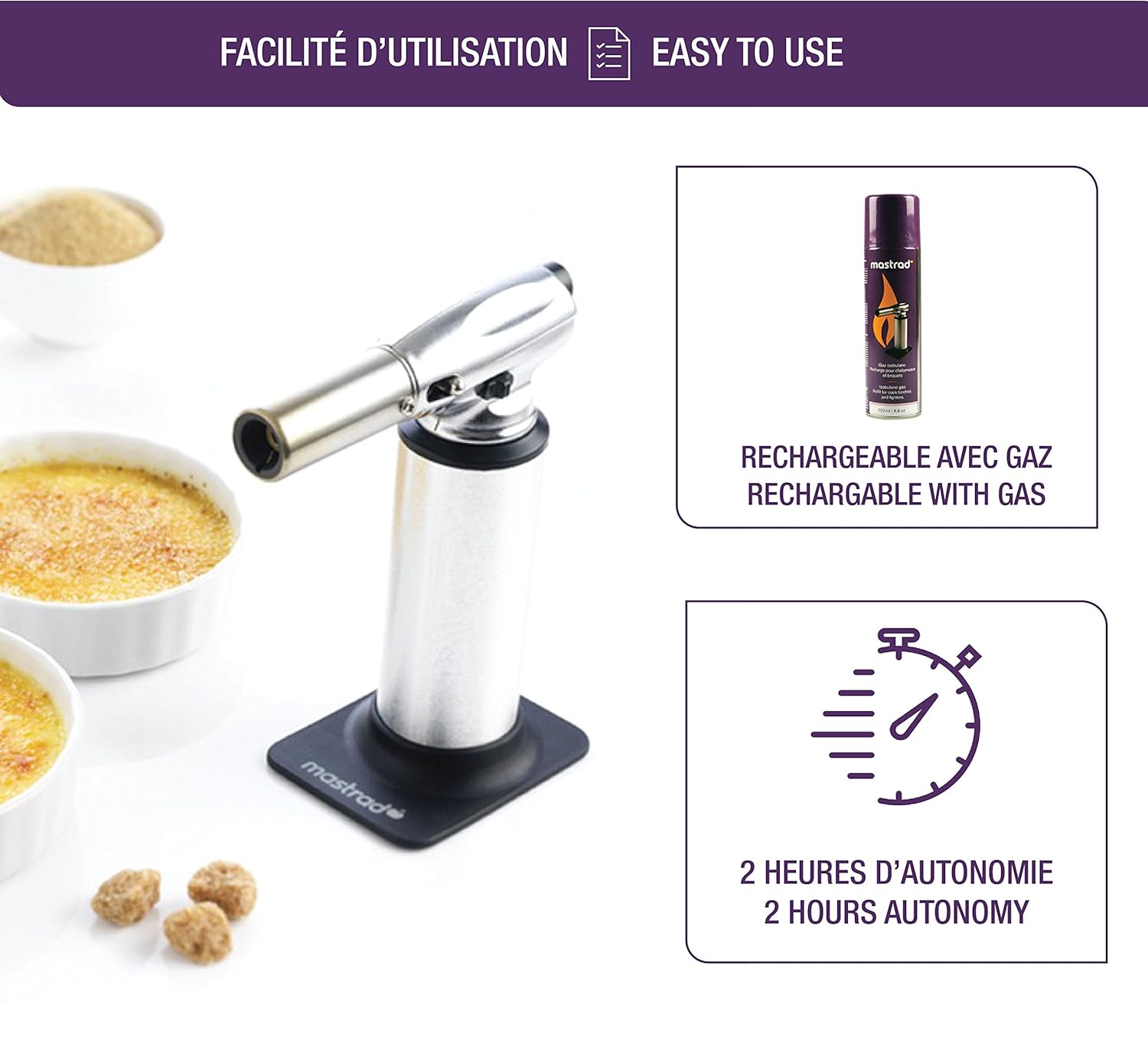 Mastrad Cooking Torch Pro Version Refillable Stainless Steel