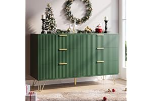 MAISONARIA Green Dresser for Bedroom, Modern Dresser with Gold Metal Handles & Chests of Drawers, Wood Chest of Drawers for Bedroom
