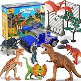 Zippytots Dinosaur Toys for Kids 3-5 Dino Park World Play Set, 6 Dinosaur Figures with Toy Car, Trees and Accessories, Dino Toy for Kids Boys Girls 5-8