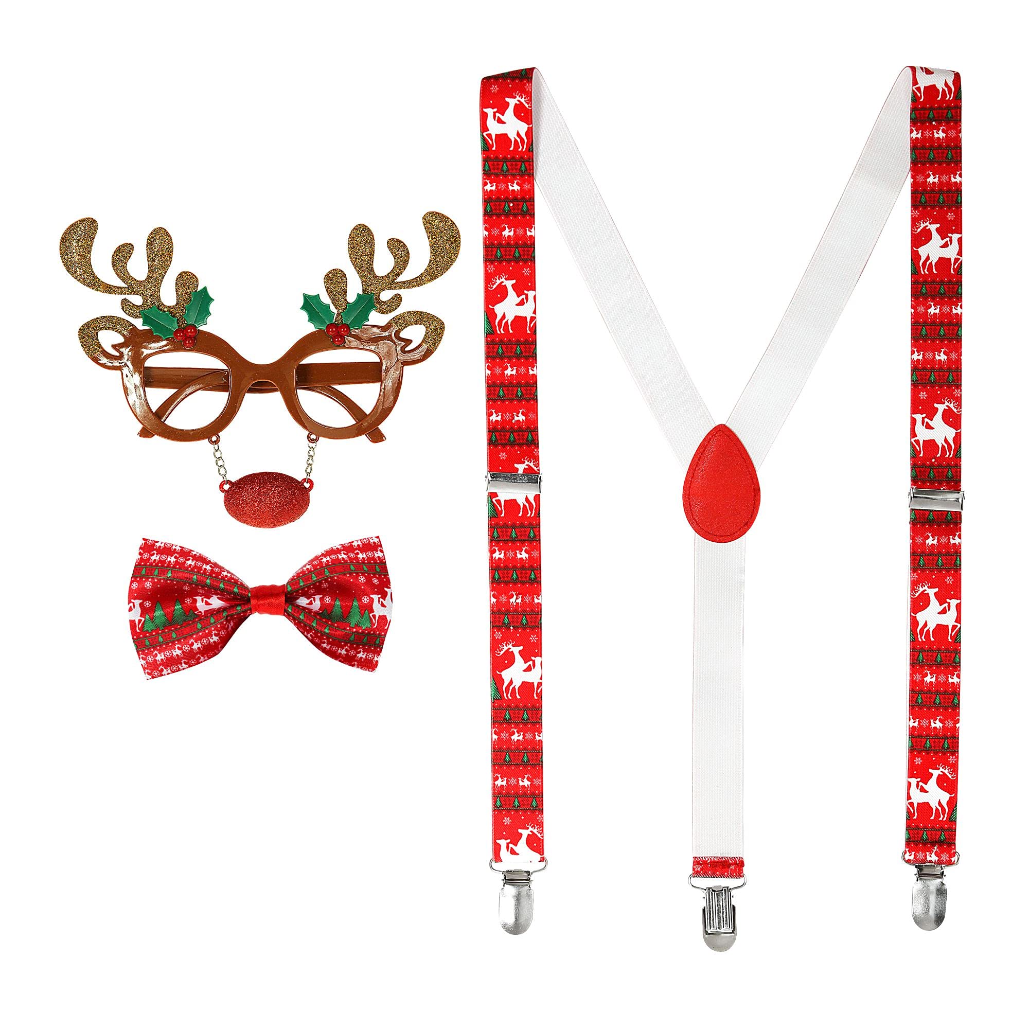 Widmann - Reindeer, Glasses, Suspenders and Bow Tie, Christmas, Carnival, Theme Party