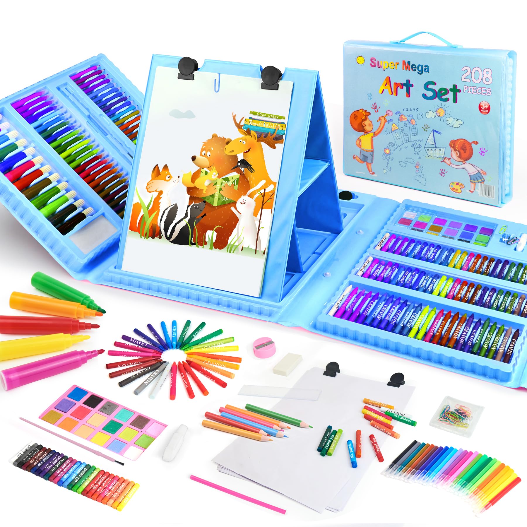 TOMMYHOME Drawing Kit 208PCS Deluxe Colouring Art Set for Kids 6-12 Drawing & Painting Set with Watercolour Colouring Pencils for Children Kid Girls Boys