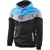 MOONCOLOUR Men's Fashion Novelty Color Block Hoodies Long Sleeve Fleece Hooded Pullover Sweatshirts with Pockets