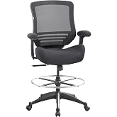 BOLISS 400lbs Mid Back Mesh Ergonomic Drafting Office Chair | for Standing Desk, Extra Wide Seat, 2 locking position, Lower Back Support, Adjustable Foot Ring Height Adjustable Armrest