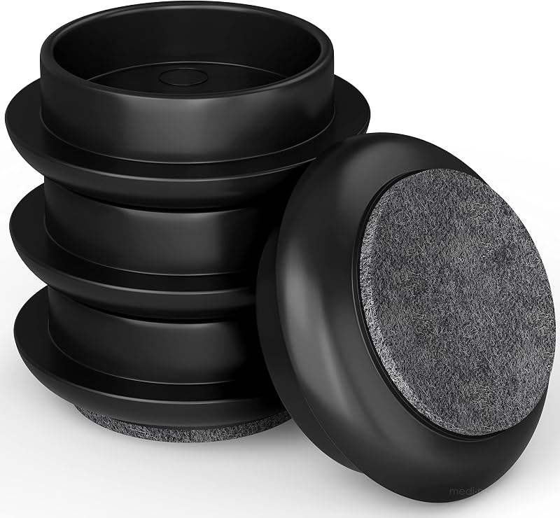 Medipaq Felt Castor Cups 4x Small 44mm Black Furniture Foot Protectors