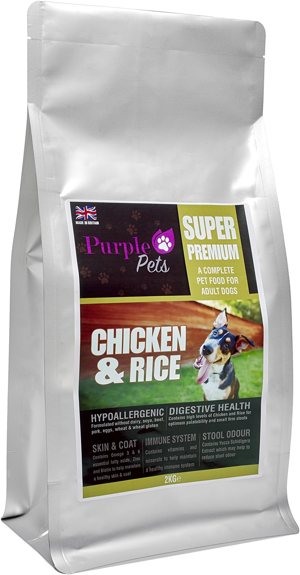 Purple Pets Dry Dog Food, Chicken and Rice, Hypoallergenic dog food, best dry dog food, 2kgs