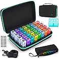 Monthly Pill Organizer 2 Times a Day,Month Pill Box Organizer with 32 Daily Compartments,30 Days Pill Holder with Hard Travel Case Pill Case Vitamins Case+Portable 7-Day Travel Medicine Organizing Bag