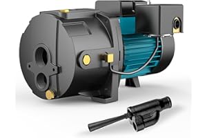 BOMGIE 1HP Shallow/Deep Well Jet Pump with Ejector Kit, 115V/230V Durable Cast Iron Pump, Well Depth up to 50 ft, Automatic Pressure Switch, for Farm, Lawn, Garden