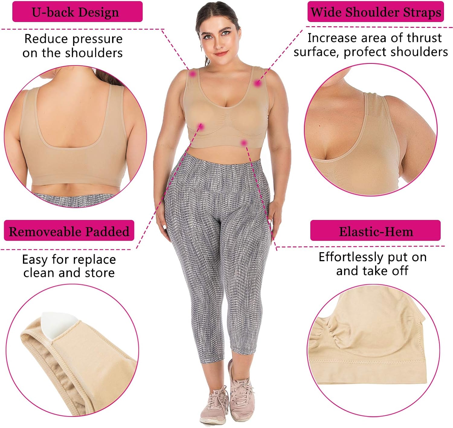 OMG_Shop Women's Sports Bras Full-Coverage Seamless Bra Yoga Gym Workout Fitness Bralette Plus Size at  Women’s Clothing store