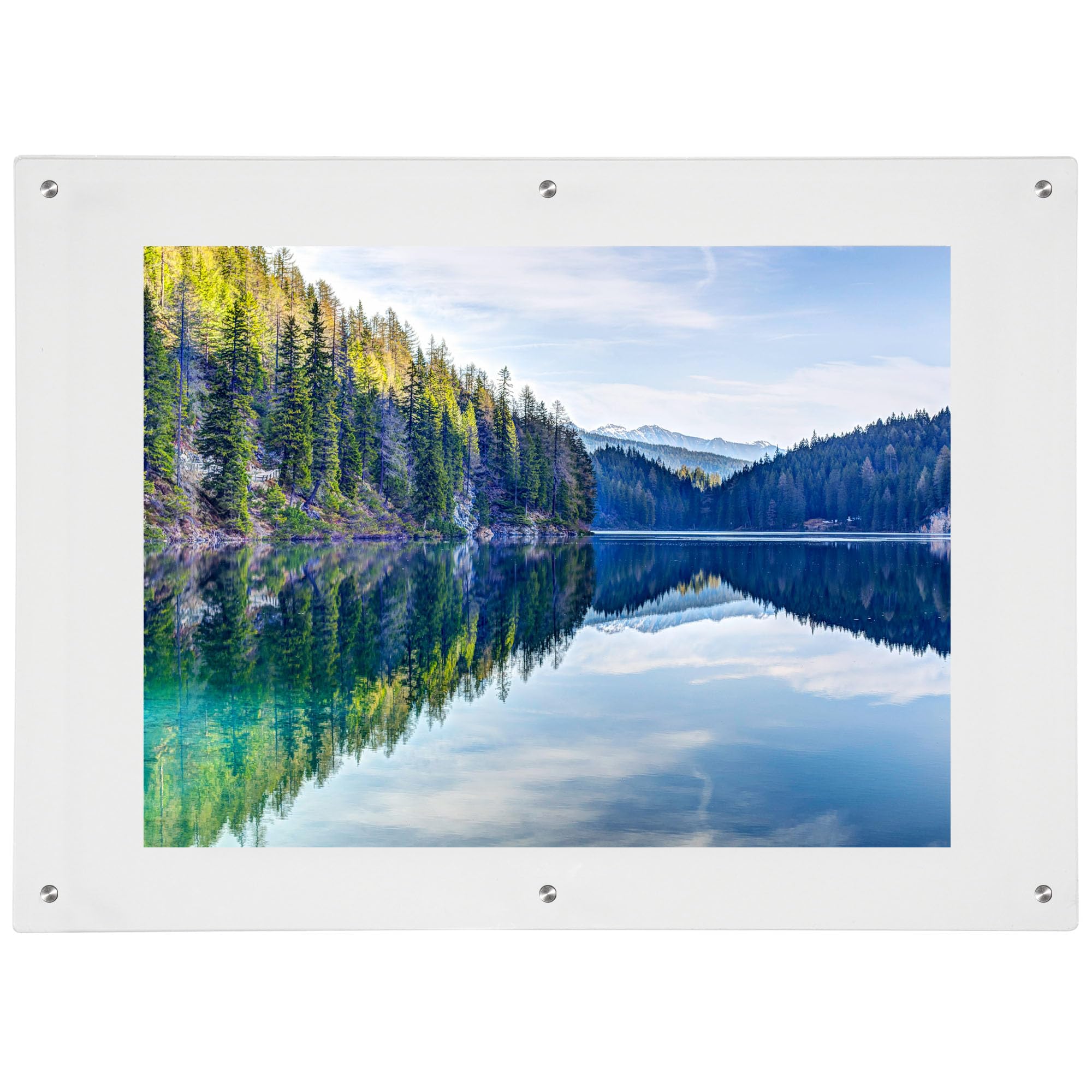 Photo 1 of ***MINOR SCRATCHES*** Rebecca Luxurious-18x24 Frameless Acrylic Picture Frame 18x24 inch - Ultra Clear 4mm Acrylic Floating Frame with Silver Brackets - Easy Wall Installation for Certificates, Graduation, Family Photos, Documents - Modern Photo Display (