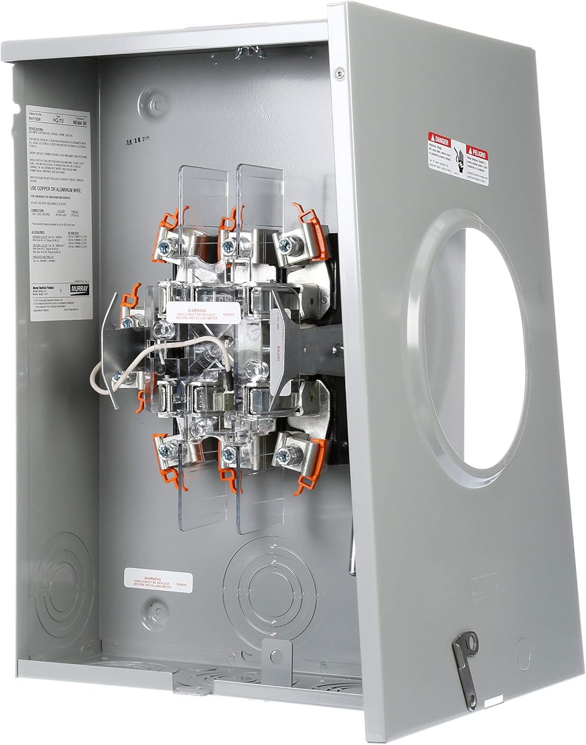 Murray Rh173gr 3 Phase Meter Socket With 7 Jaw Ringless Cover Lever Bypass Overhead Underground Feed And 7 8 Barrel Lock 200 Amp Electrical Meter Sockets Amazon Com