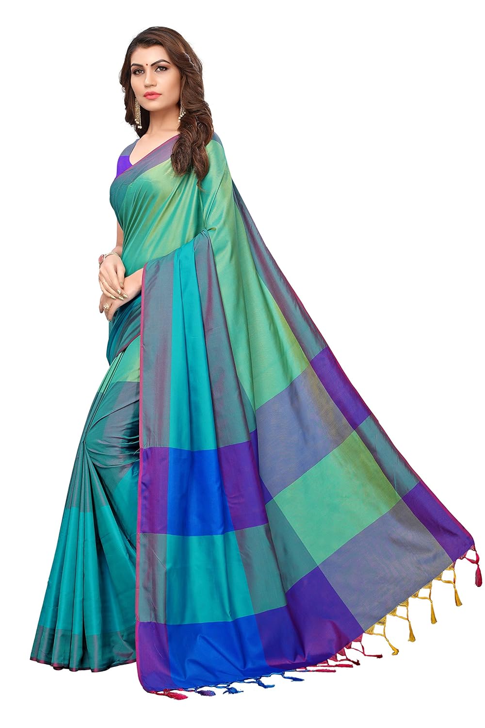 indira designer art silk saree with blouse piece