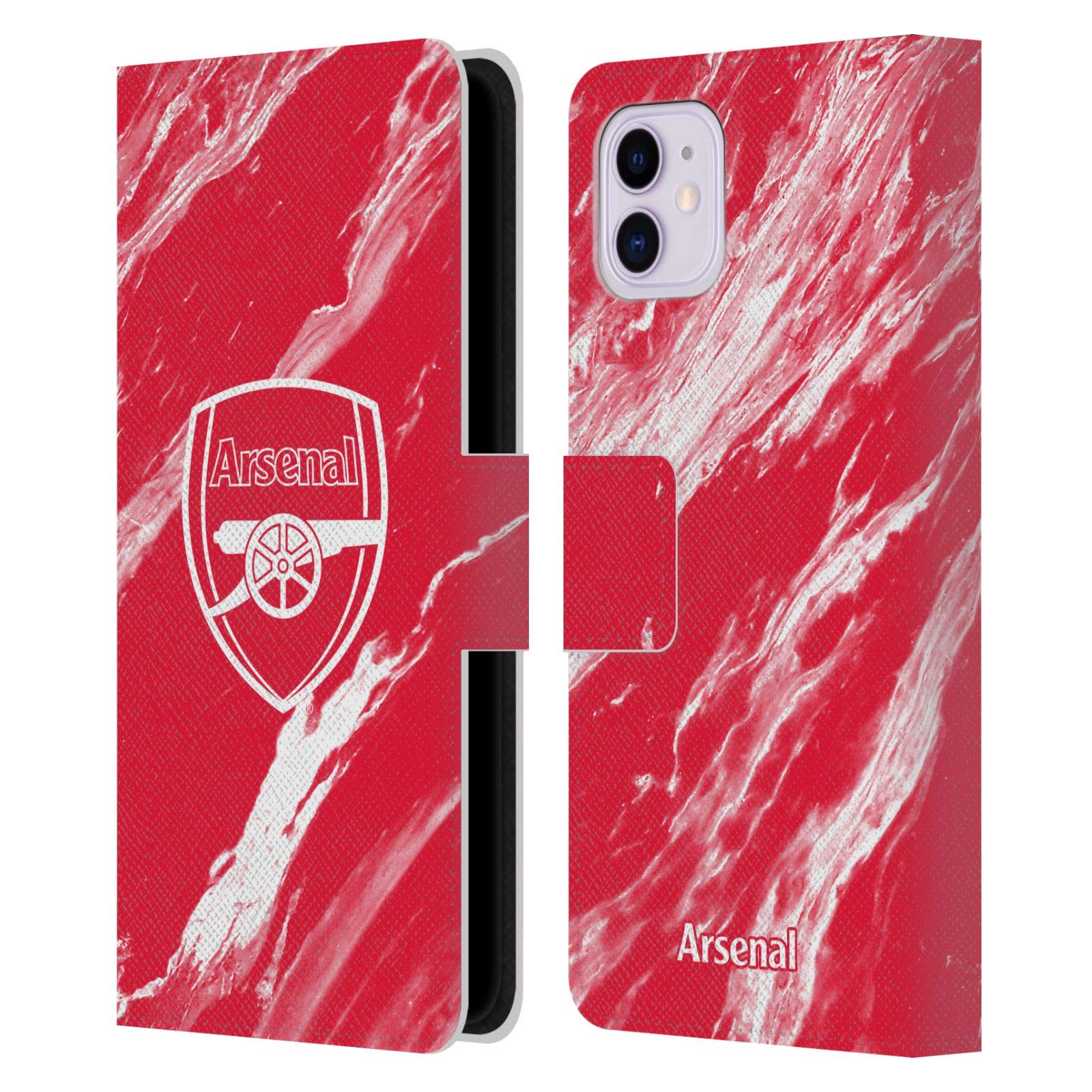 Head Case Designs Officially Licensed Arsenal FC Red Marble Crest Patterns Leather Book Wallet Case Cover Compatible With Apple iPhone 11