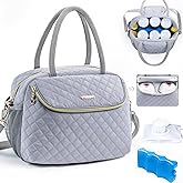Breastmilk Cooler Travel Bag with 2 Wipes Dispensers & Ice Pack - 6 Bottle Cooler for 9 Oz - Breast Pump & Storage Bag for Daycare